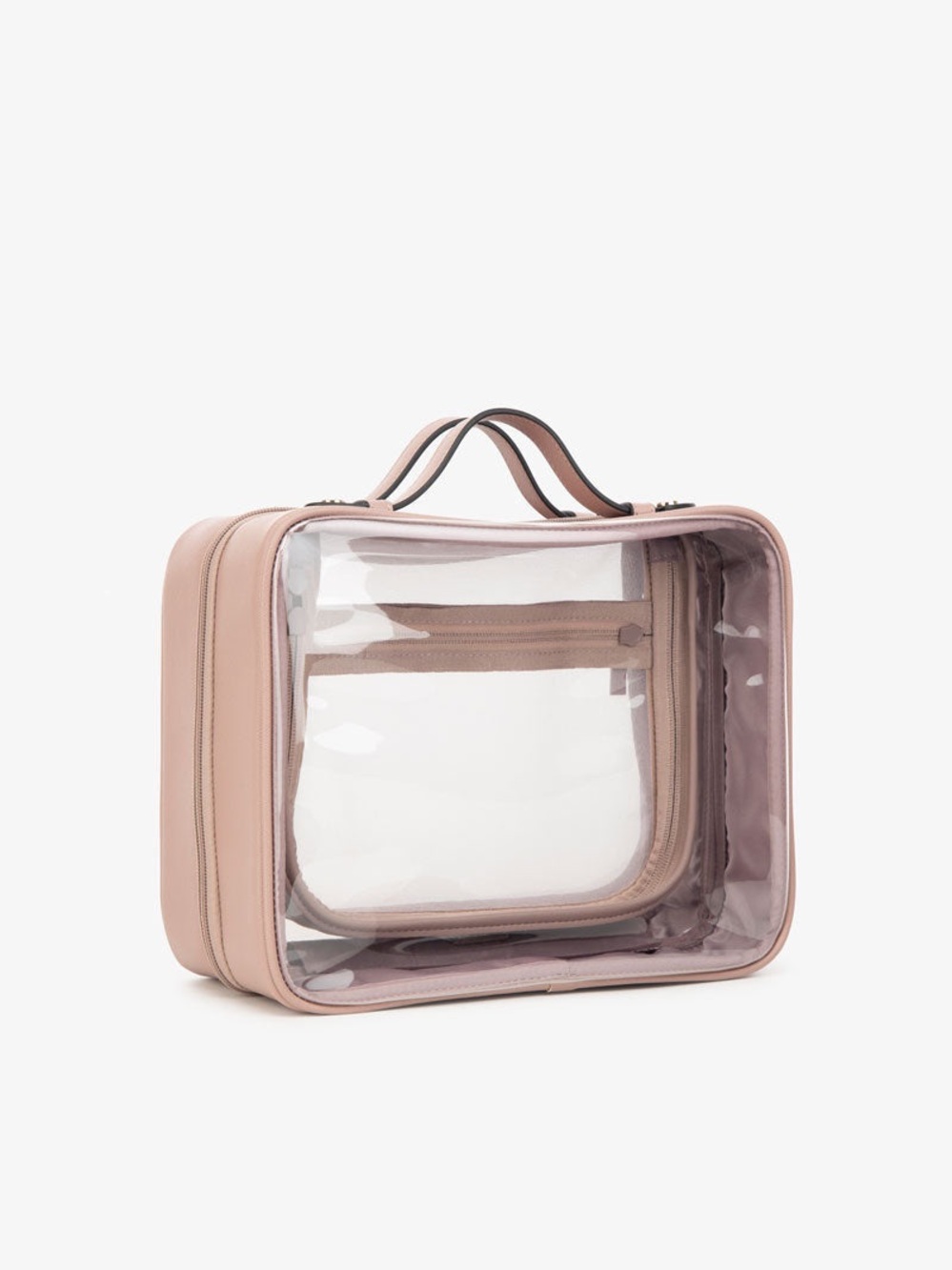 CALPAK Large Clear Cosmetics Case in Mauve